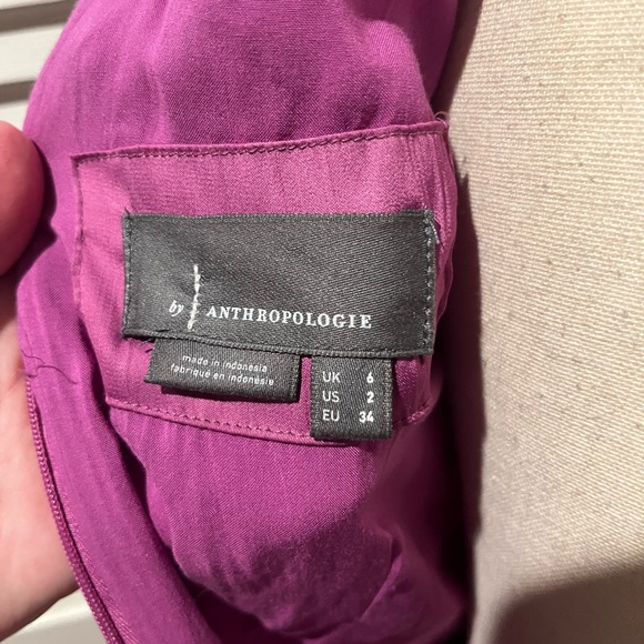 Anthropologie Magenta Pleated V-Neck Mini Dress - Picture 5 of 5